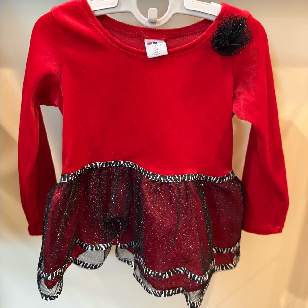 Healthtex Toddler Girls Velour Ruffle Tulle Holiday Dress Top